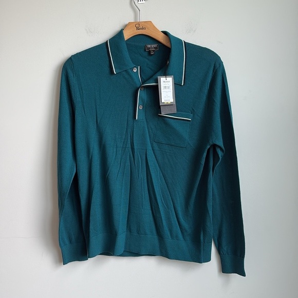 Todd Snyder 100% Merino Wool Tipped Polo Sweater Large NWT - Picture 3 of 3